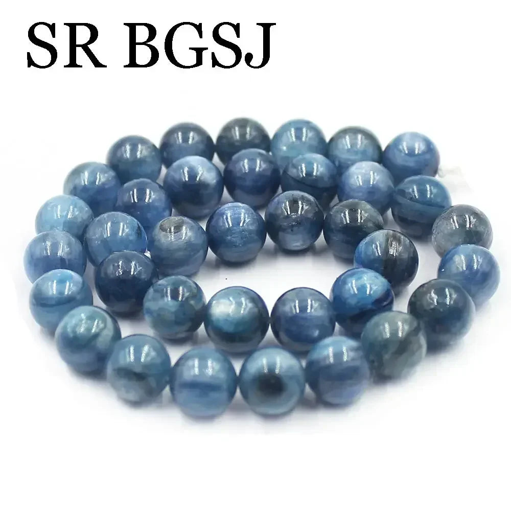 10-11MM 12-13MM Natural Stone Kyanite Round Loose Spacer Bead For Jewelry Making Needlework DIY Bracelet Accessories Strand