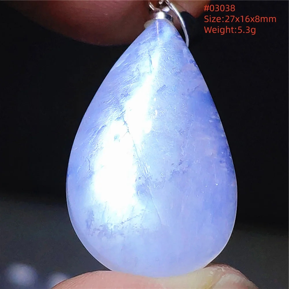 Natural Moonstone Blue Light Pendant Oval Beads Women Men Necklace 925 Silver Moonstone Pendant AAAAAA