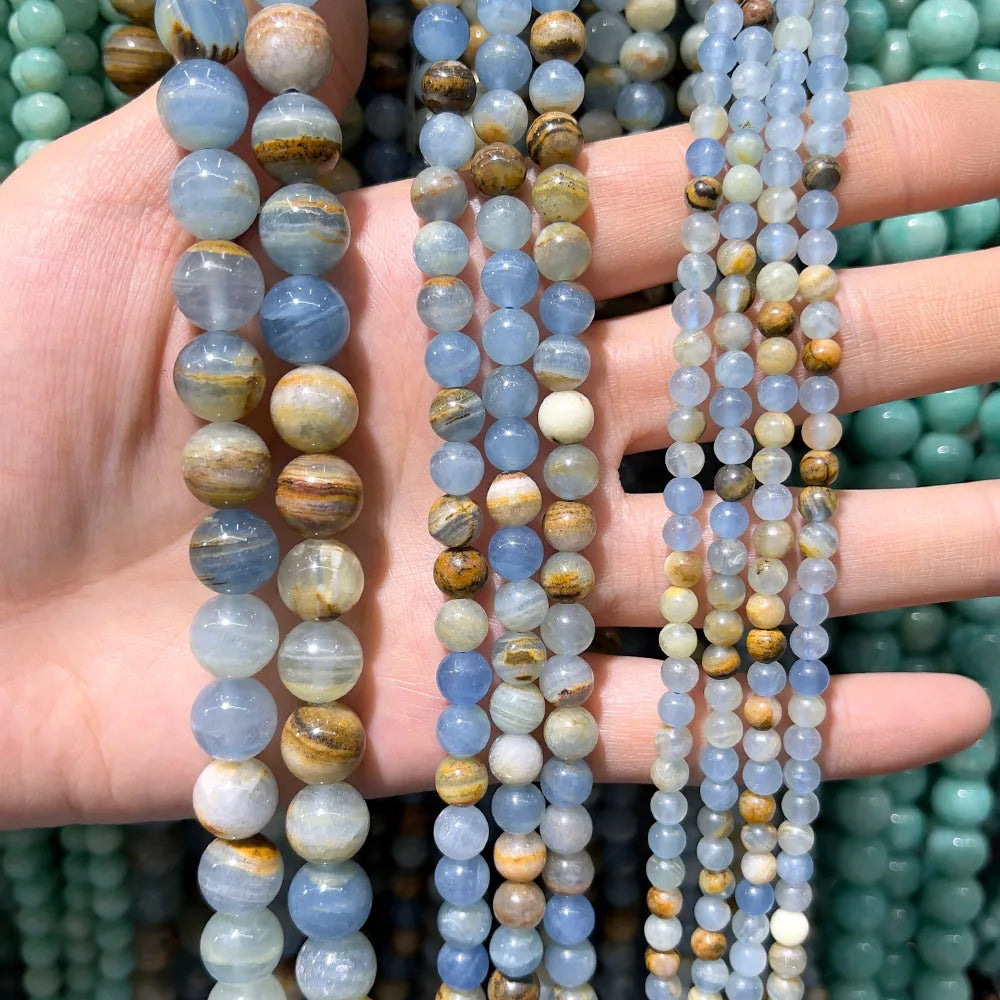 4 6 8 10 12mm Natural purple Stichtite Opal green Larimar stone Round Loose Beads For Jewelry Making DIY Bracelets Necklace 15''