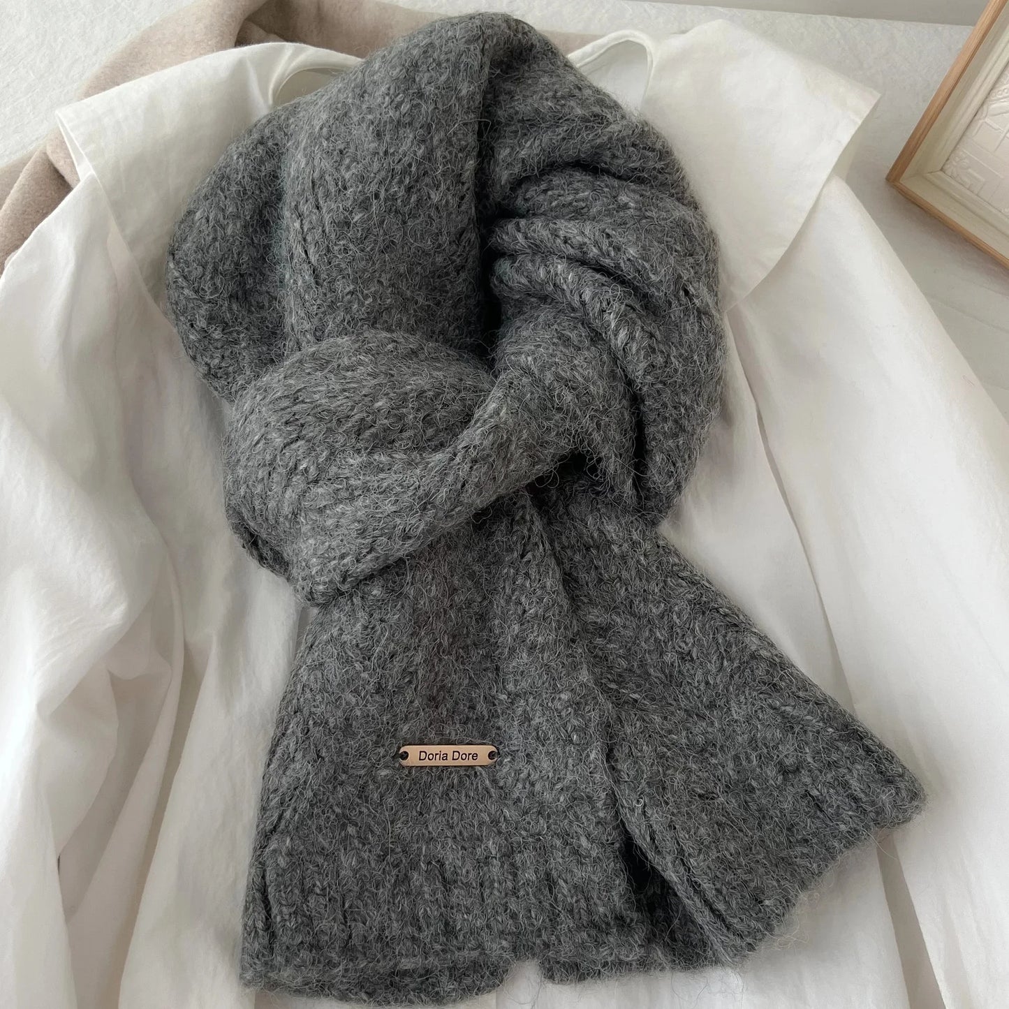 Albaca Alpaca Wool Scarf Women's Winter 2024 New High-End Feelknit Wool-Blend Korean Trendy Student Use Warm Scarf