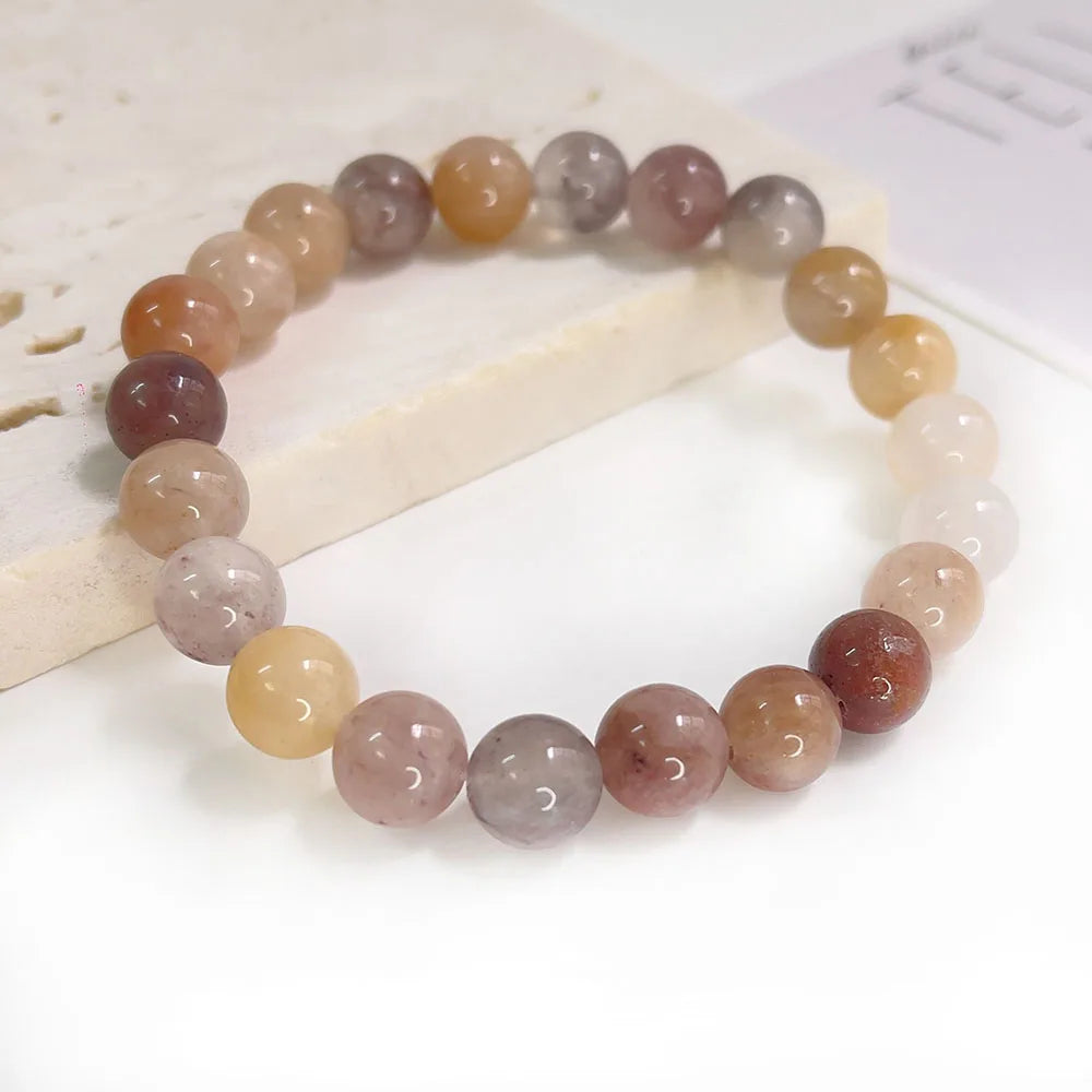 Natural Stone pink zebra Beaded Bracelet 6/8mm Dalmatian Jasper Rhodochrosite Agate Bracelet Gemstone Beads Bracelet