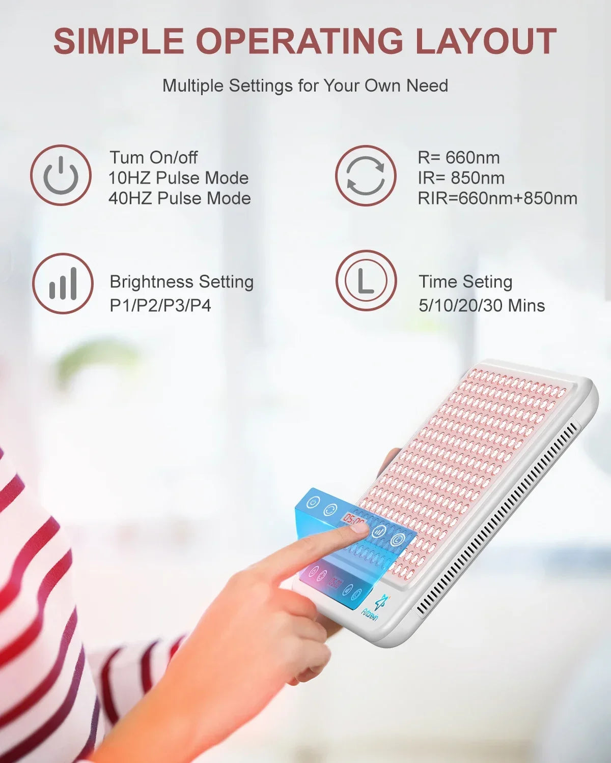 Astarexin Red Light Therapy Panel Device LED Facial Anti-inflammatory Skin Care Light 660nm850nm Lamp for Anti-Aging Pain Relief