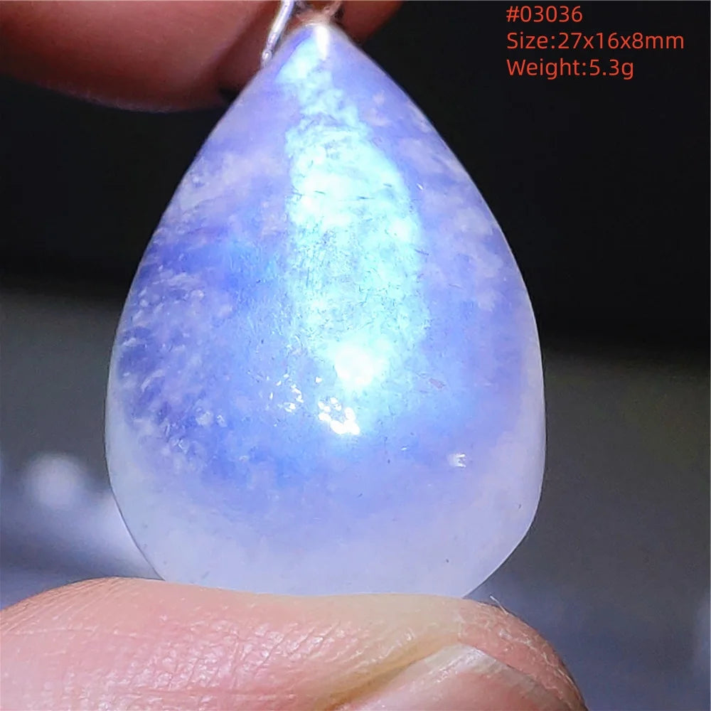 Natural Moonstone Blue Light Pendant Oval Beads Women Men Necklace 925 Silver Moonstone Pendant AAAAAA