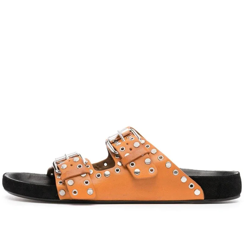 Sandals Woman Summer 2024 Beach Open Toe Slippers Flat Shoes Sandals Unisex Buckle Rivet Decoration Slip On Roman Big Size 43