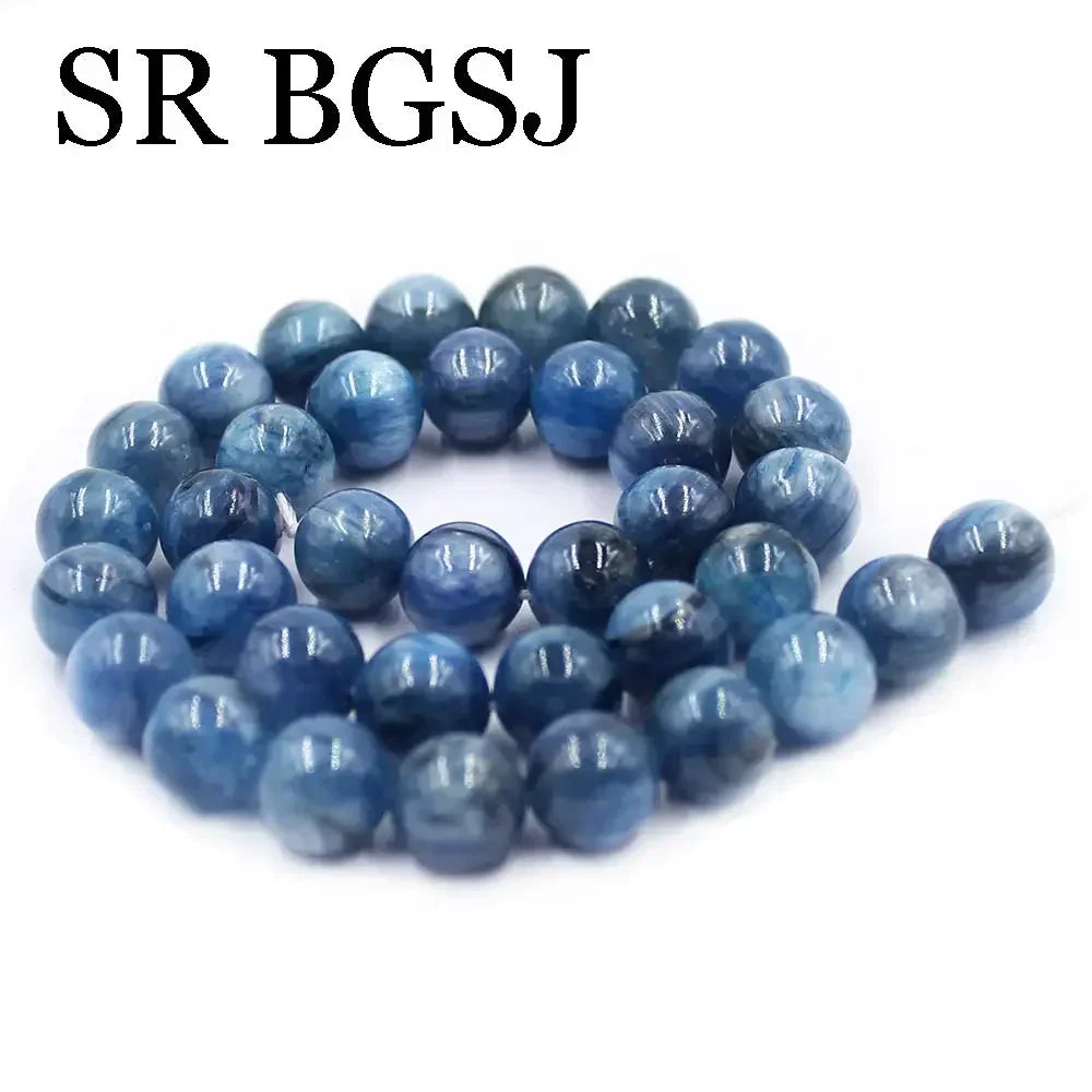 10-11MM 12-13MM Natural Stone Kyanite Round Loose Spacer Bead For Jewelry Making Needlework DIY Bracelet Accessories Strand