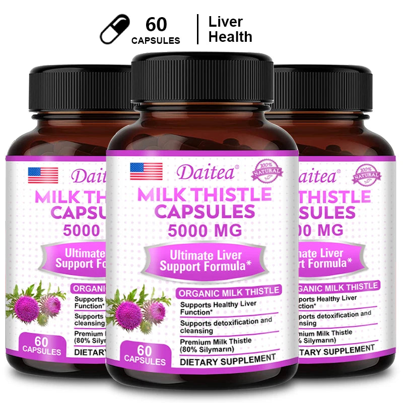 Organic Milk Thistle Extract Liver Capsules help lower cholesterol, support a healthy liver, detoxify and fight oxidants