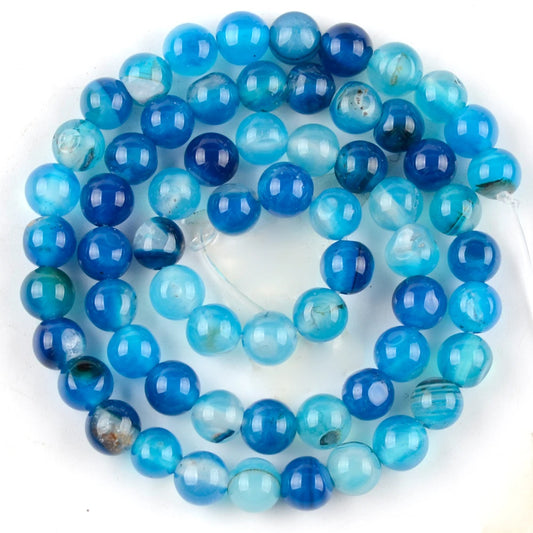 4/6/8/10mm Natural Blue Stripe Agate Stone Beads Round Loose Spacer Beads For Jewelry Making DIY Bracelet Necklace Handmade