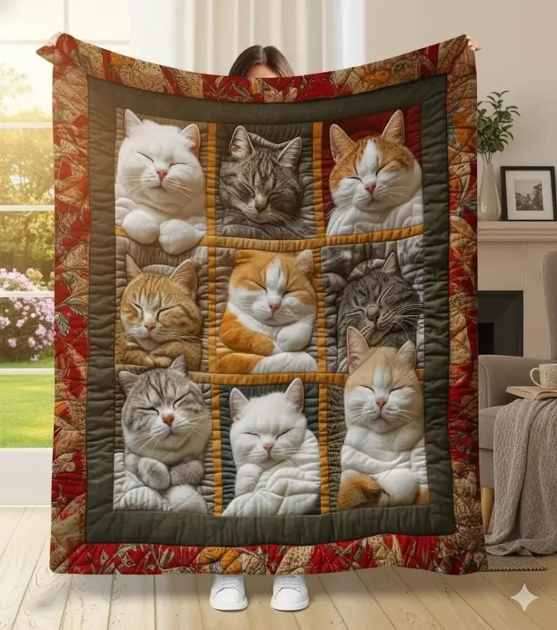 Patchwork Kantha Quilt Floral Print Cotton Bedding Throw Bedding Soft Warm Throw for Sofa Bed Couch Chair Cartoon Design in Red