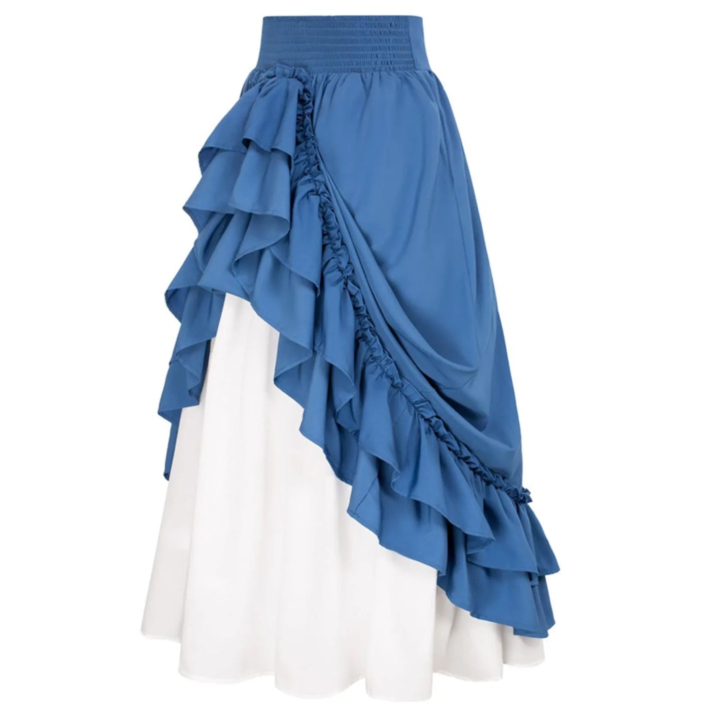 High Waist Layered Ruffle Maxi Skirt for Women Retro Medieval Skirts Women's Party A Line Long Skirt Renaissance Irregular Falda