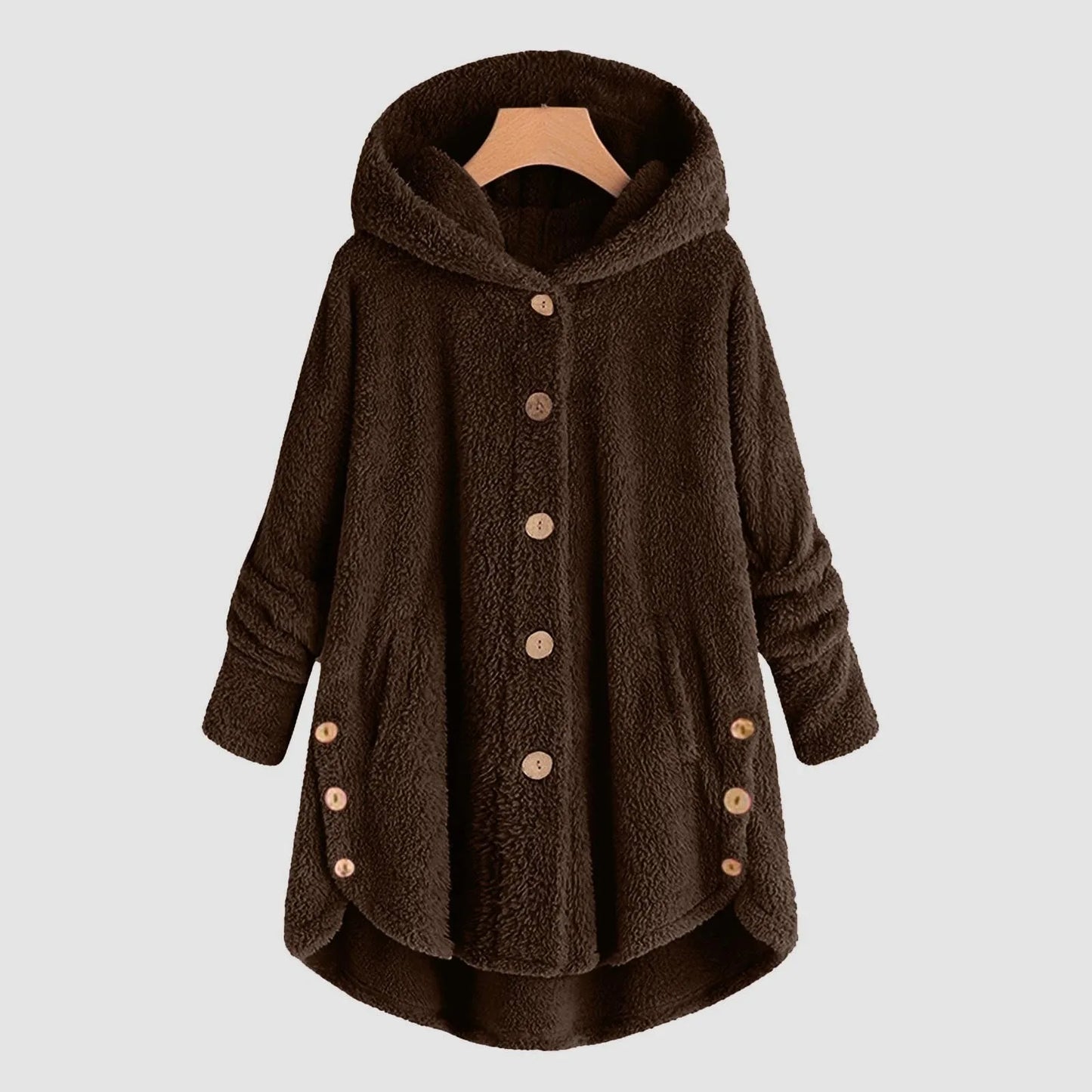 Plus Size 5XL Solid Coat for Women Warm Teddy Bear Plush Coat Wool Jacket Female Hooded Jacket Autumn Winter Women's Coat Casaco
