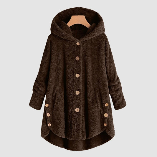 Plus Size 5XL Solid Coat for Women Warm Teddy Bear Plush Coat Wool Jacket Female Hooded Jacket Autumn Winter Women's Coat Casaco