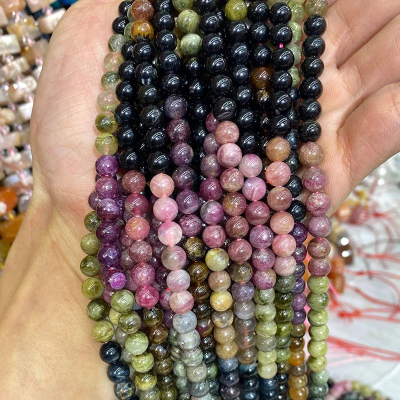4 6 8 10 12mm Natural purple Stichtite Opal green Larimar stone Round Loose Beads For Jewelry Making DIY Bracelets Necklace 15''
