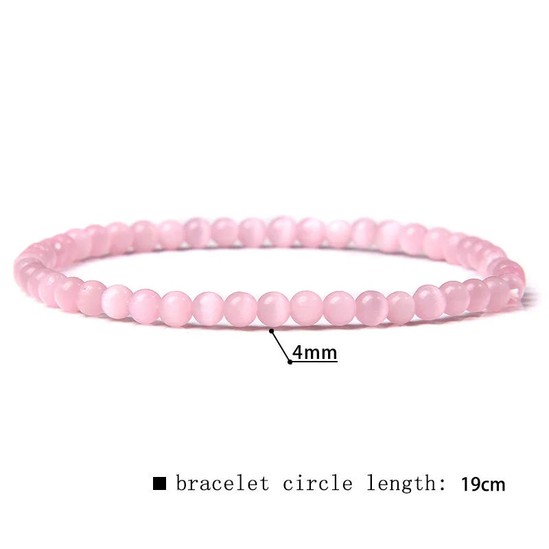 2024 New Stone Bracelet Natural Quartzs Cat Eye Jades Aquamarines Stone Bead Bracelet Stretch Bangle Jewelry Gift For Women Men
