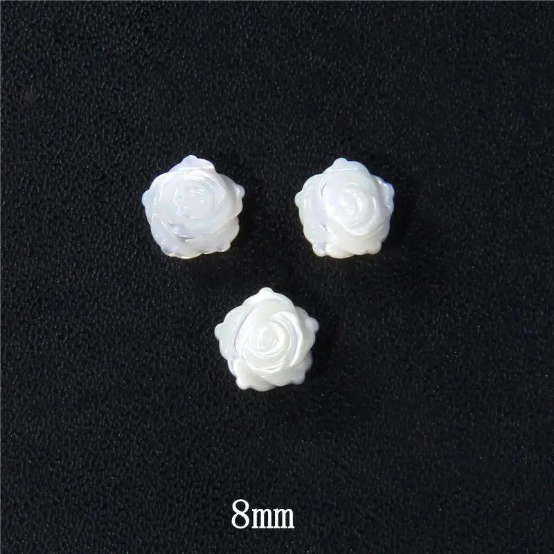 8-12mm Rose-shaped Shell Beads Natural Mother-of-pearl Bead Handmade Fashion DIY MOP Charm Beads for Necklace Earrings Accessory