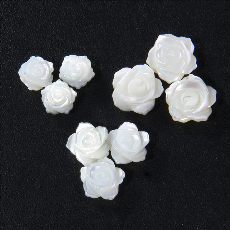8-12mm Rose-shaped Shell Beads Natural Mother-of-pearl Bead Handmade Fashion DIY MOP Charm Beads for Necklace Earrings Accessory