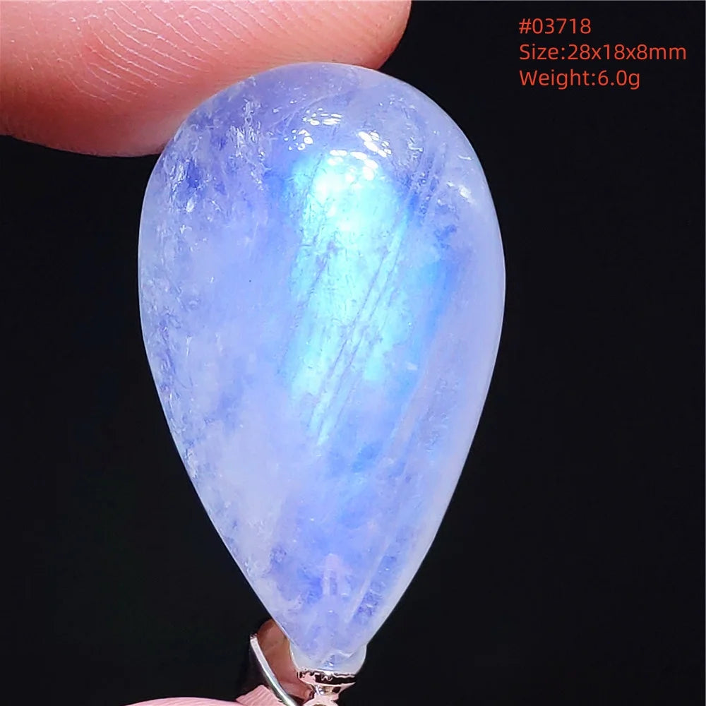 Natural Moonstone Blue Light Pendant Oval Beads Women Men Necklace 925 Silver Moonstone Pendant AAAAAA
