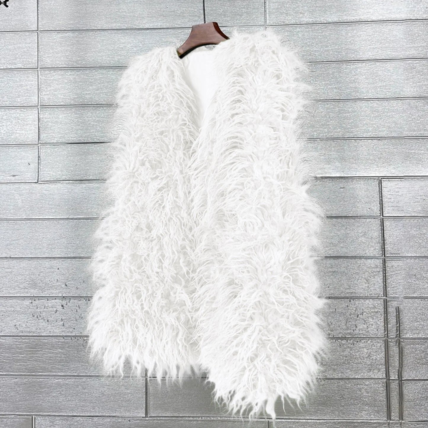 Vest Jacket Women Multicolored Faux Fur Warm Plush Coats Autumn Winter Furry Outwear Sleeveless Waistcoat Open Front Cardigan