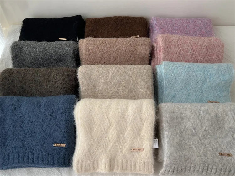 Albaca Alpaca Wool Scarf Women's Winter 2024 New High-End Feelknit Wool-Blend Korean Trendy Student Use Warm Scarf