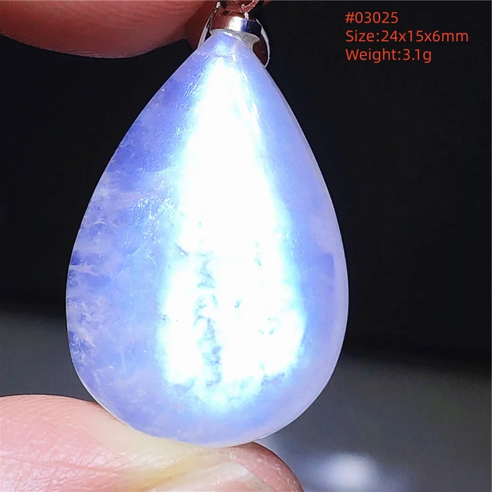 Natural Moonstone Blue Light Pendant Oval Beads Women Men Necklace 925 Silver Moonstone Pendant AAAAAA