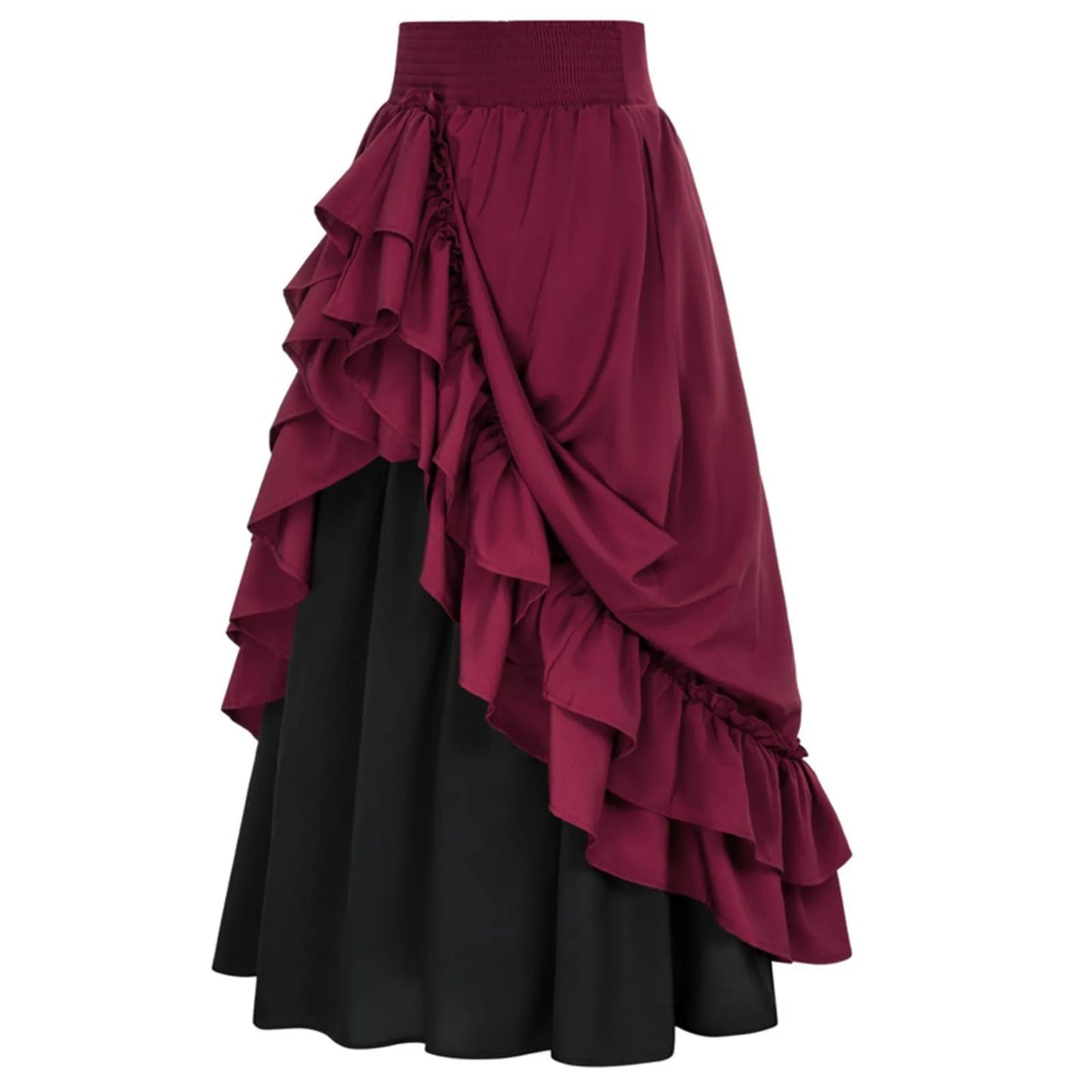 High Waist Layered Ruffle Maxi Skirt for Women Retro Medieval Skirts Women's Party A Line Long Skirt Renaissance Irregular Falda