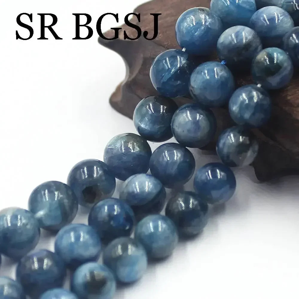 10-11MM 12-13MM Natural Stone Kyanite Round Loose Spacer Bead For Jewelry Making Needlework DIY Bracelet Accessories Strand