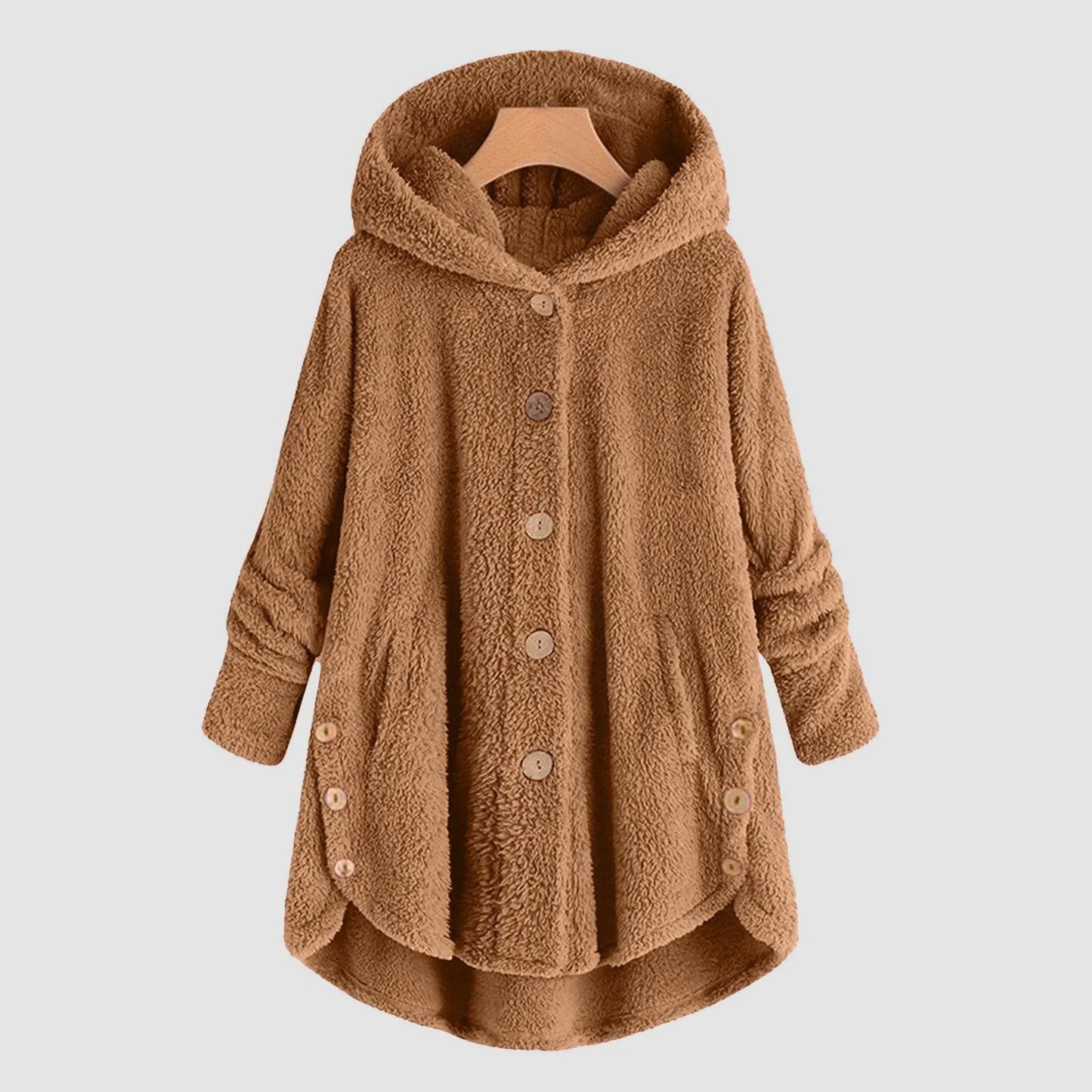 Plus Size 5XL Solid Coat for Women Warm Teddy Bear Plush Coat Wool Jacket Female Hooded Jacket Autumn Winter Women's Coat Casaco