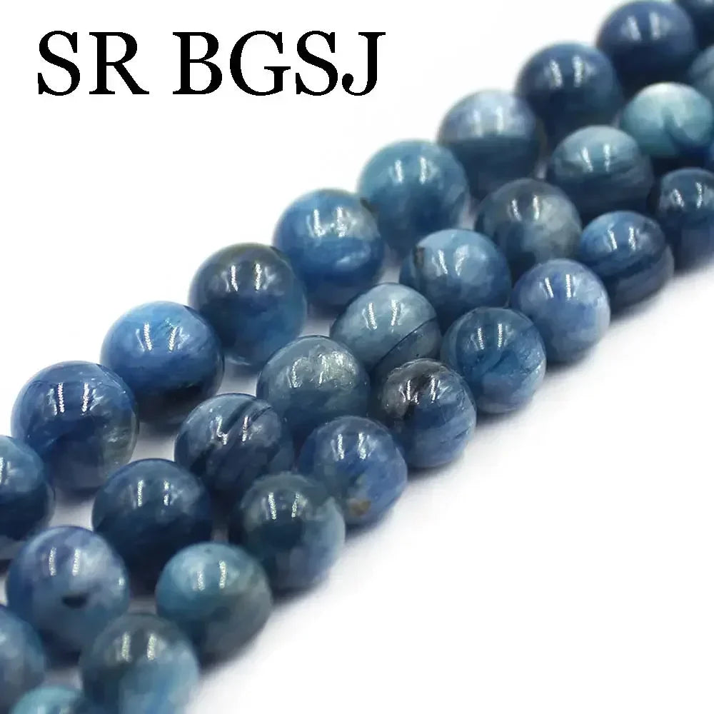 10-11MM 12-13MM Natural Stone Kyanite Round Loose Spacer Bead For Jewelry Making Needlework DIY Bracelet Accessories Strand