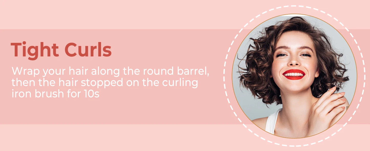 Thermal Brush Ionic Heated Round Brush, Hot Hair Curling Iron with 10 Temp Settings, 30s Fast Heated for All Hair Types, Black