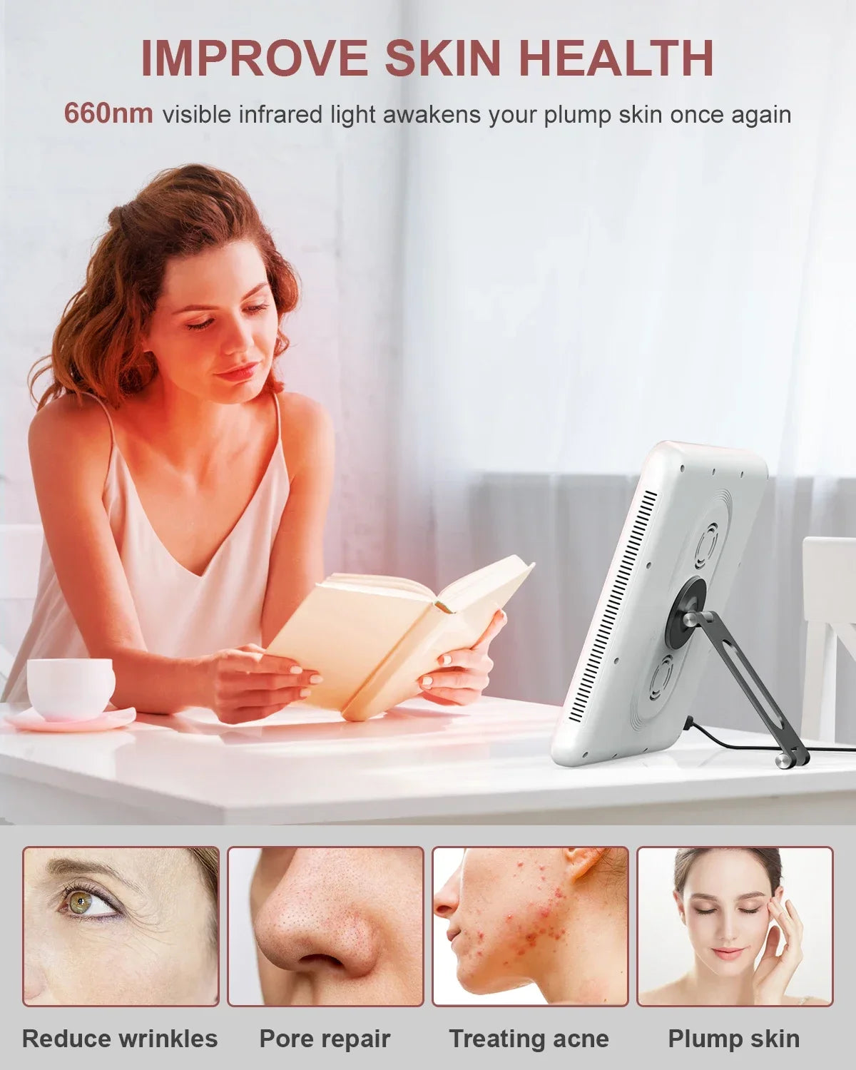 Astarexin Red Light Therapy Panel Device LED Facial Anti-inflammatory Skin Care Light 660nm850nm Lamp for Anti-Aging Pain Relief