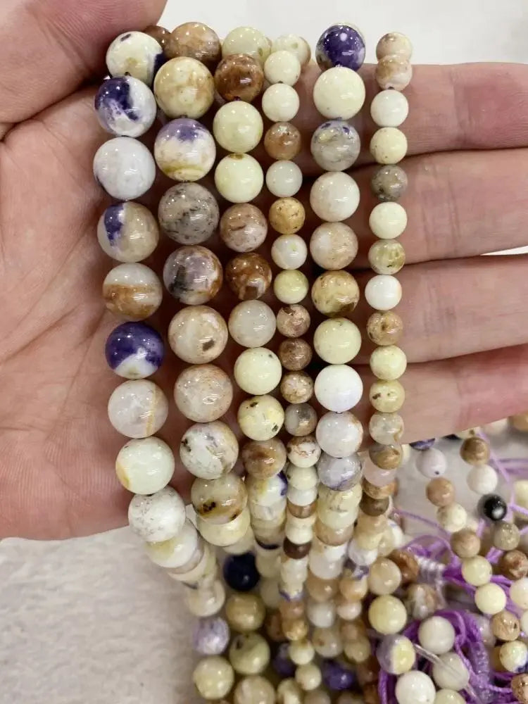 4 6 8 10 12mm Natural purple Stichtite Opal green Larimar stone Round Loose Beads For Jewelry Making DIY Bracelets Necklace 15''