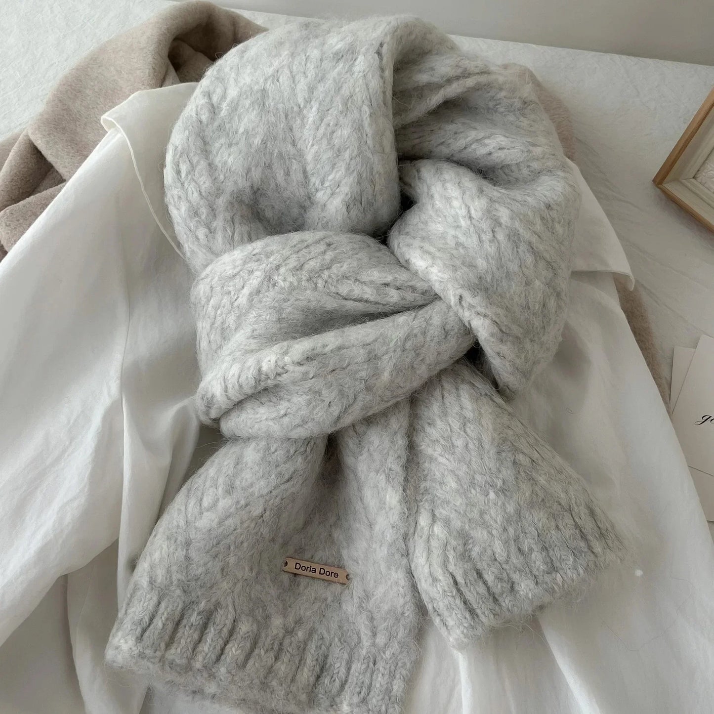 Albaca Alpaca Wool Scarf Women's Winter 2024 New High-End Feelknit Wool-Blend Korean Trendy Student Use Warm Scarf