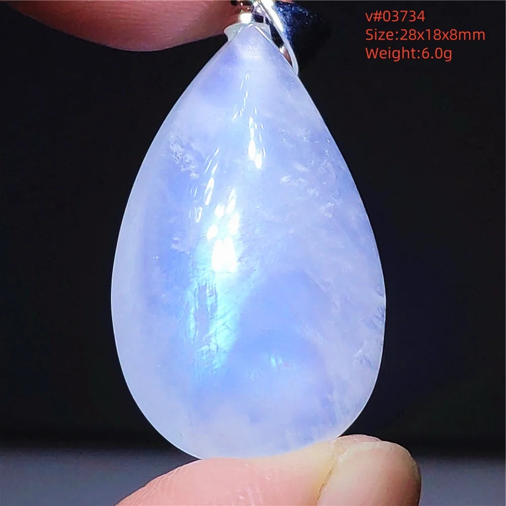 Natural Moonstone Blue Light Pendant Oval Beads Women Men Necklace 925 Silver Moonstone Pendant AAAAAA