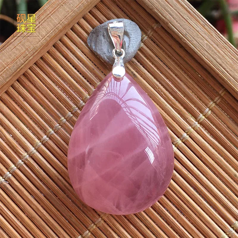 Natural Rose Quartz Pendant Pink Rose Quartz Madagascar Women Men Love Stone AAAAA