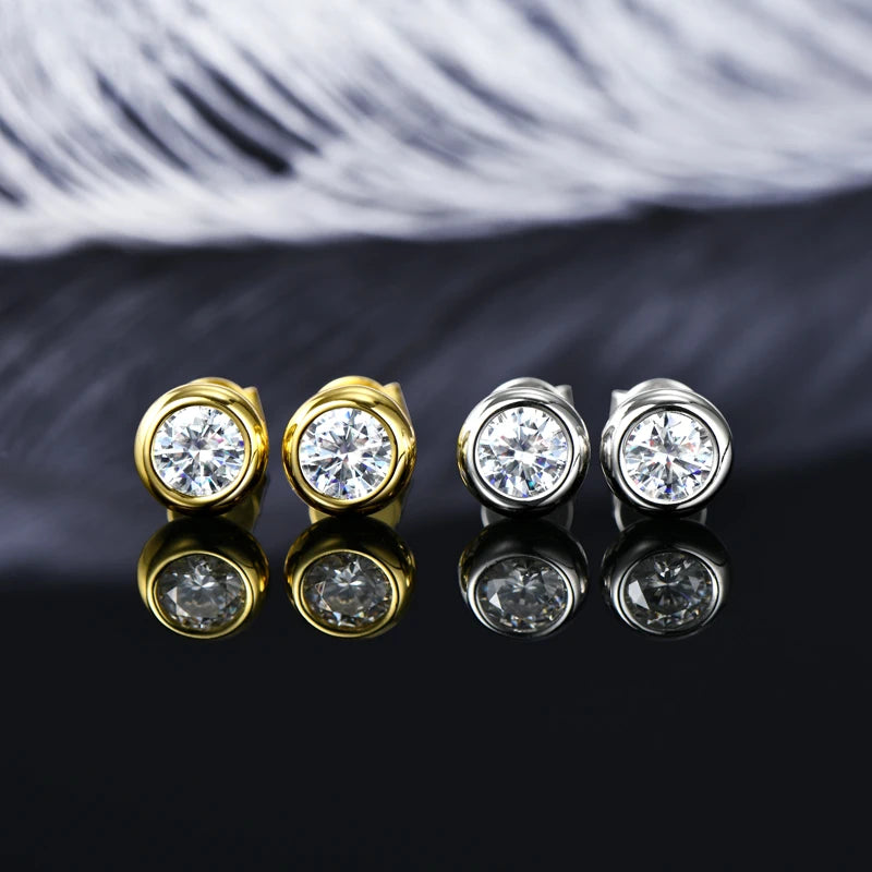 IOGOU Real 3ctw. D Color Moissanite Jewelry Set 925 Silver 18k Gold Plated Pendant Necklace Stud Earrings Set for Women Men Gift