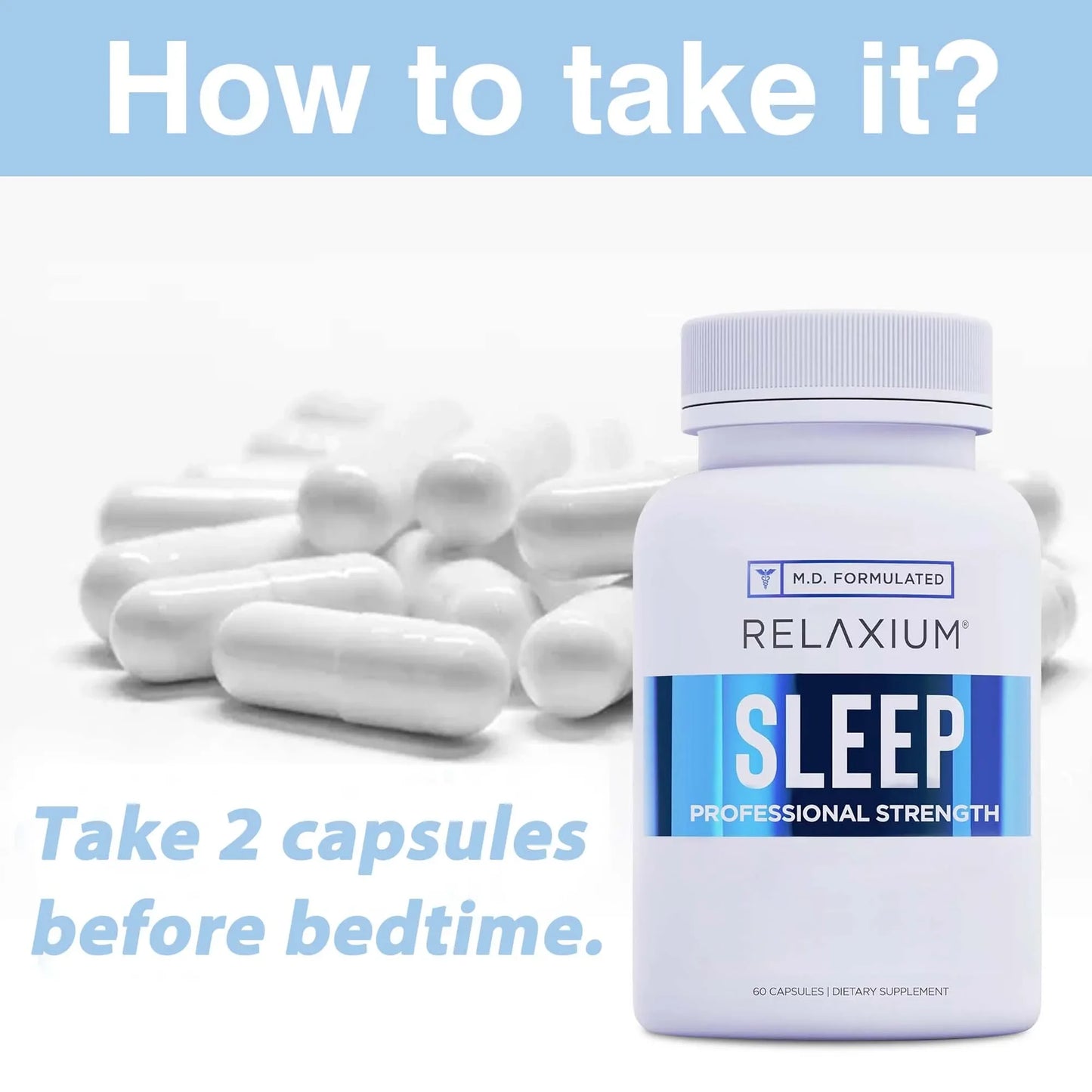 Sleep Supplement - Professional Strength, Dietary Supplement for Better Sleep - L-Tryptophan, Magnesium - 60 Capsules