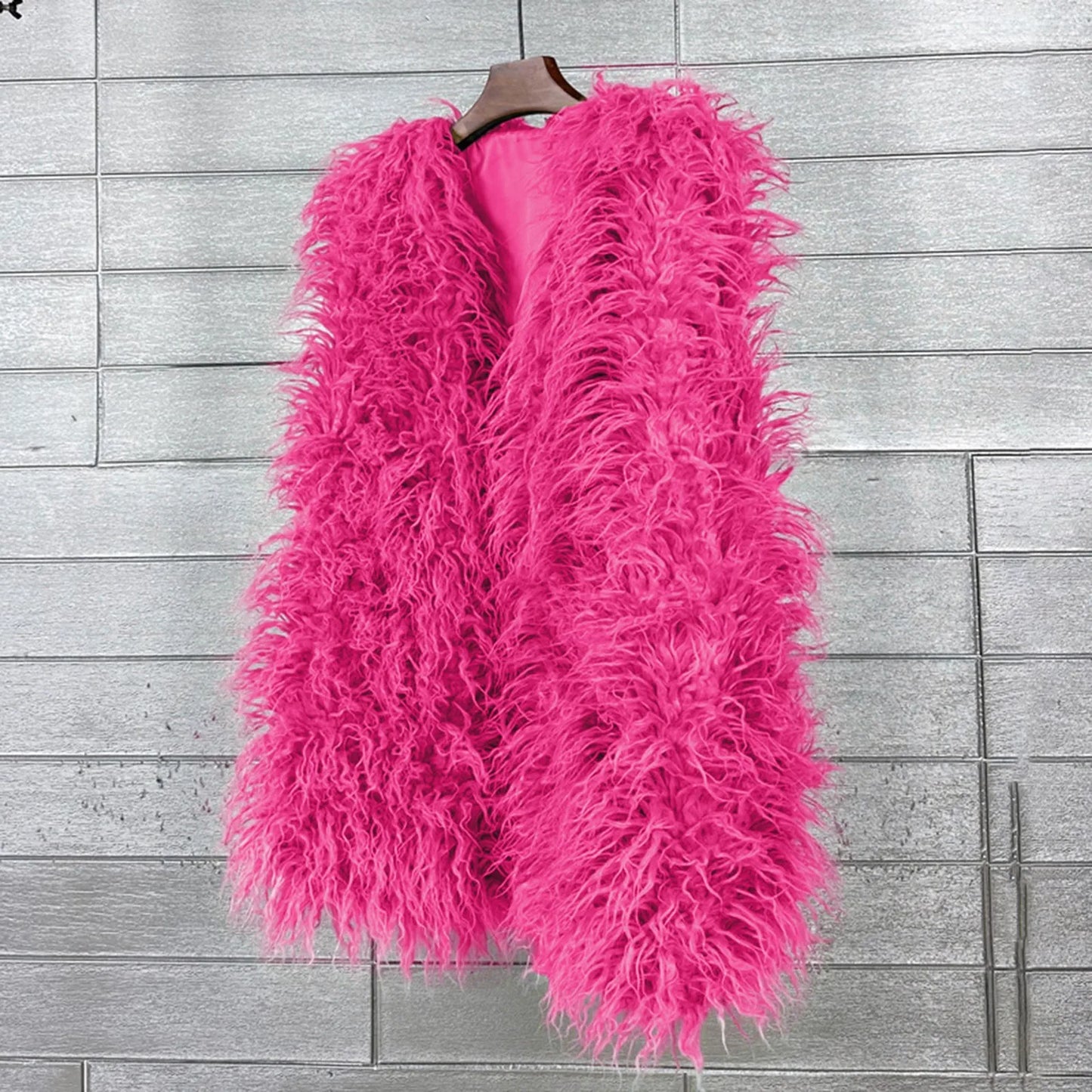 Vest Jacket Women Multicolored Faux Fur Warm Plush Coats Autumn Winter Furry Outwear Sleeveless Waistcoat Open Front Cardigan