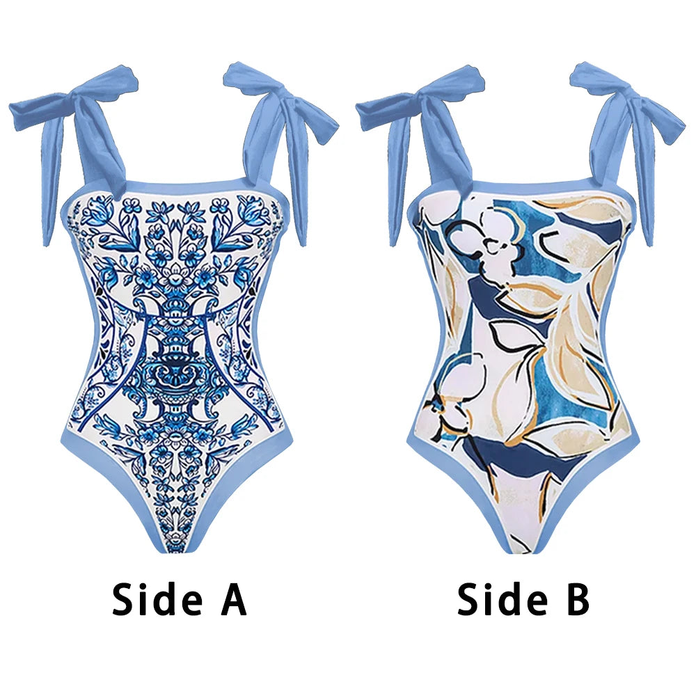 2024 New Sexy Ruffle Bikini Set Printed Brazilian Biquini Women Swimwear Skirt Bathing Suit Girls Summer Beachwear Dress
