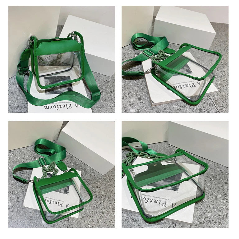 Transparent Crossbody Messenger Handbags Women PVC Cylinder Shoulder Bags Women Sling Bags