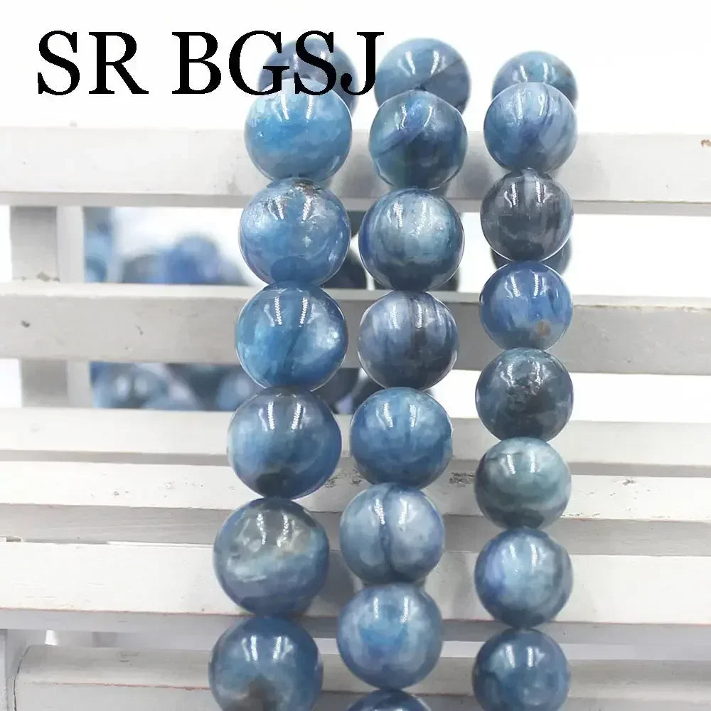 10-11MM 12-13MM Natural Stone Kyanite Round Loose Spacer Bead For Jewelry Making Needlework DIY Bracelet Accessories Strand