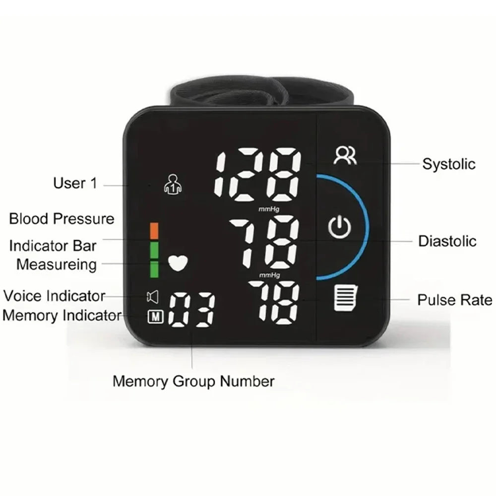 Portable Wrist Blood Pressure Monitor for Intelligent and Precise Measurement Monitoring Blood Pressure and Health at Any Time