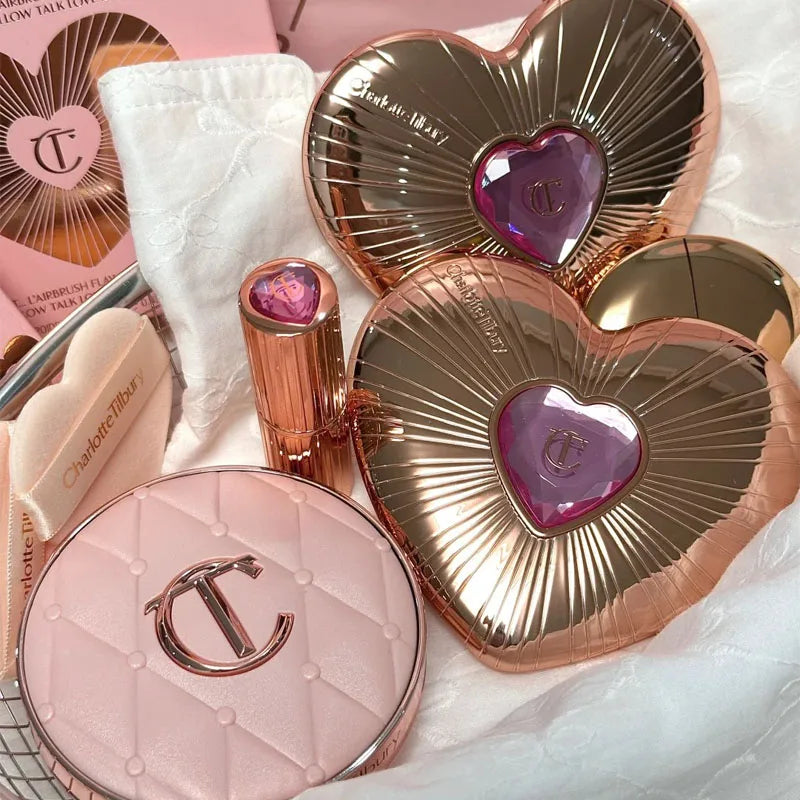 Charlotte Tilbury Shimmer Makeup Air Cushion Lightweight Moisture Oil Control Two Color Heart Shape Powder Blusher Unique Design