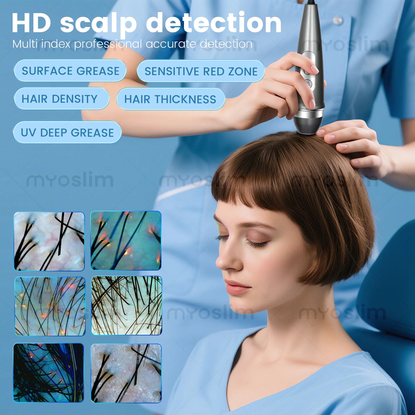 Professional 3D Facial Skin Analyzer Scanner with Dermatoscope and Face Mirror for Skin Face Diagnostics Analysis Machine.