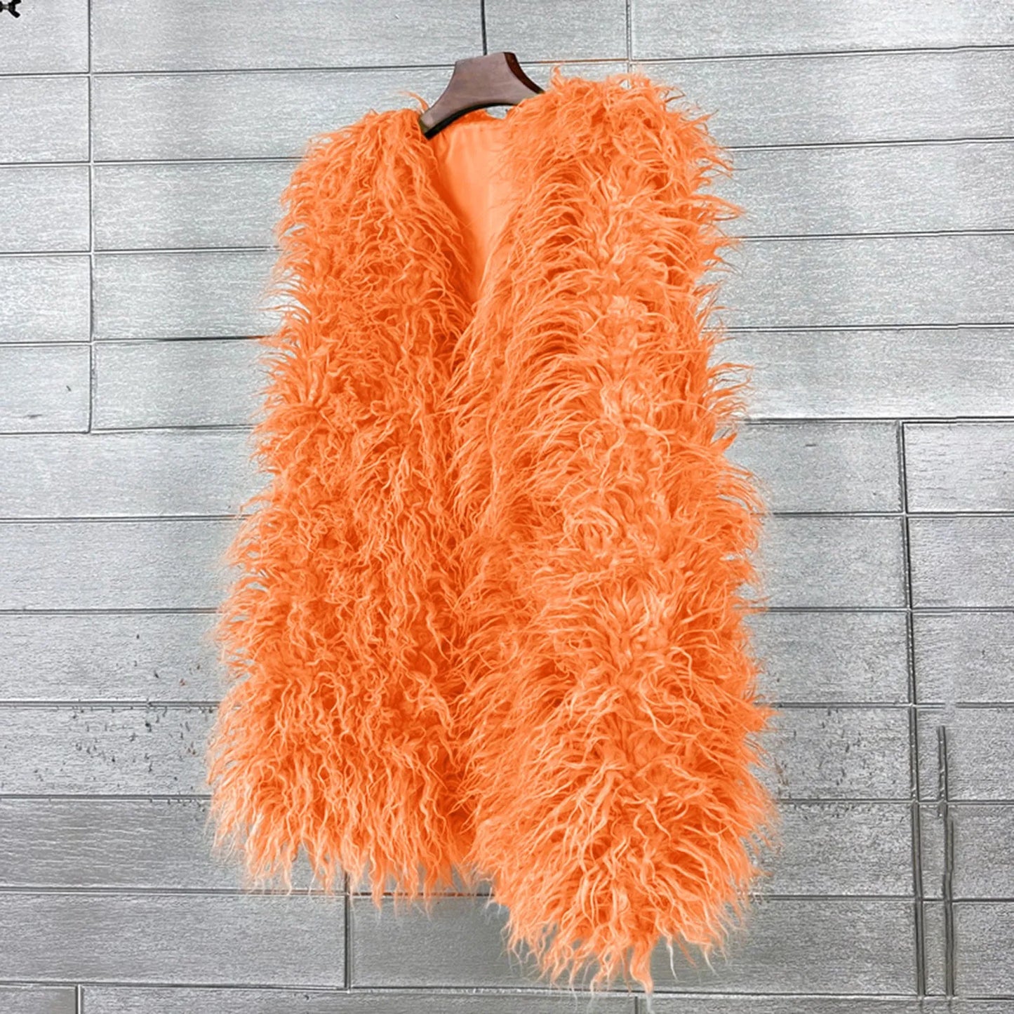 Vest Jacket Women Multicolored Faux Fur Warm Plush Coats Autumn Winter Furry Outwear Sleeveless Waistcoat Open Front Cardigan