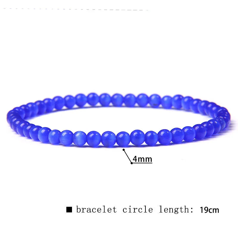 2024 New Stone Bracelet Natural Quartzs Cat Eye Jades Aquamarines Stone Bead Bracelet Stretch Bangle Jewelry Gift For Women Men
