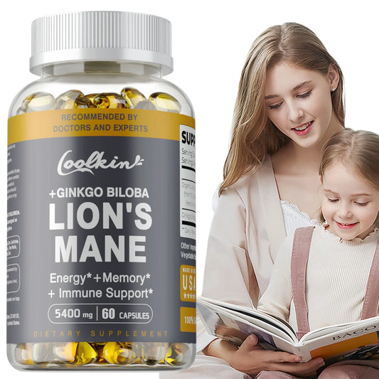 Lion's Mane Mushroom - Enhance Brain Function, Improve Memory & Cognition, Improve Mood, and Sleep Health - 60 Capsules