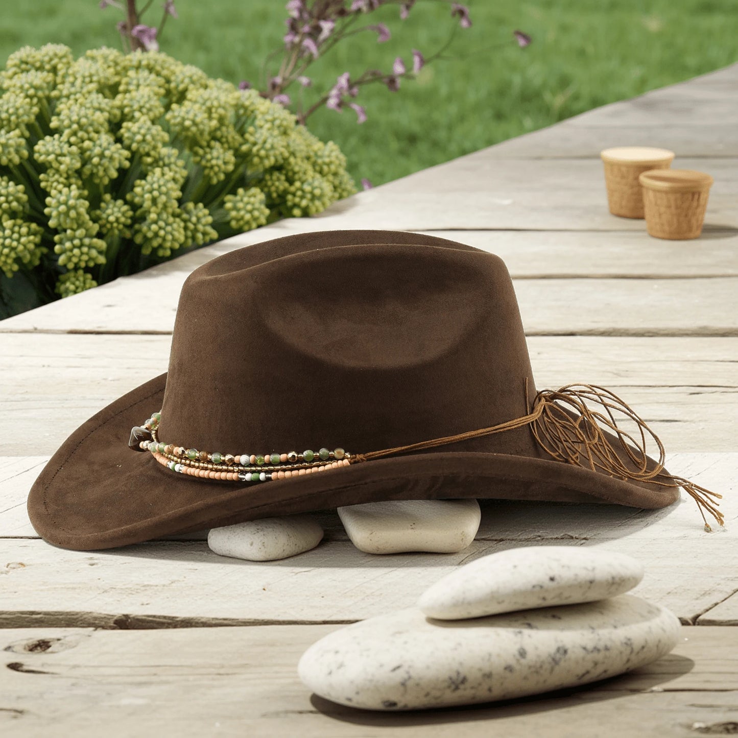 Chic Boho Fedora Hat with Embellished Band Vintage Wide Brim Panama Hat for Casual Outings Festive Events