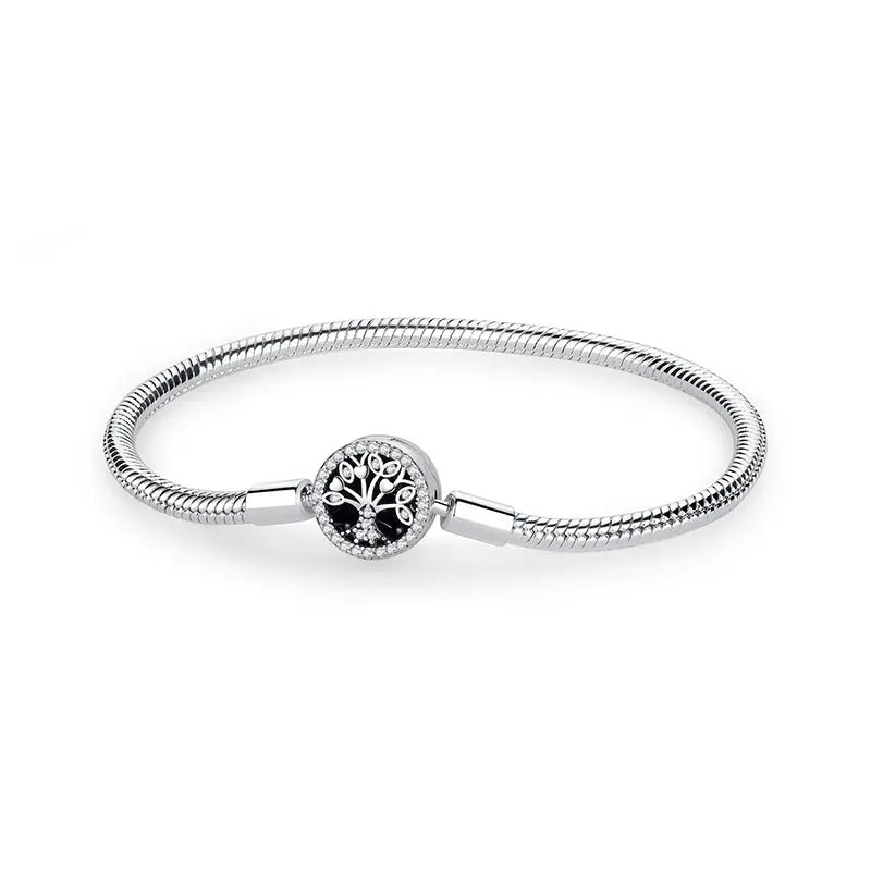 Original 925 Sterling Silver Bracelet for Women Charms Beads Rose Gold Heart Bracelets Bangles Snake Chain Luxury Jewelry Gift