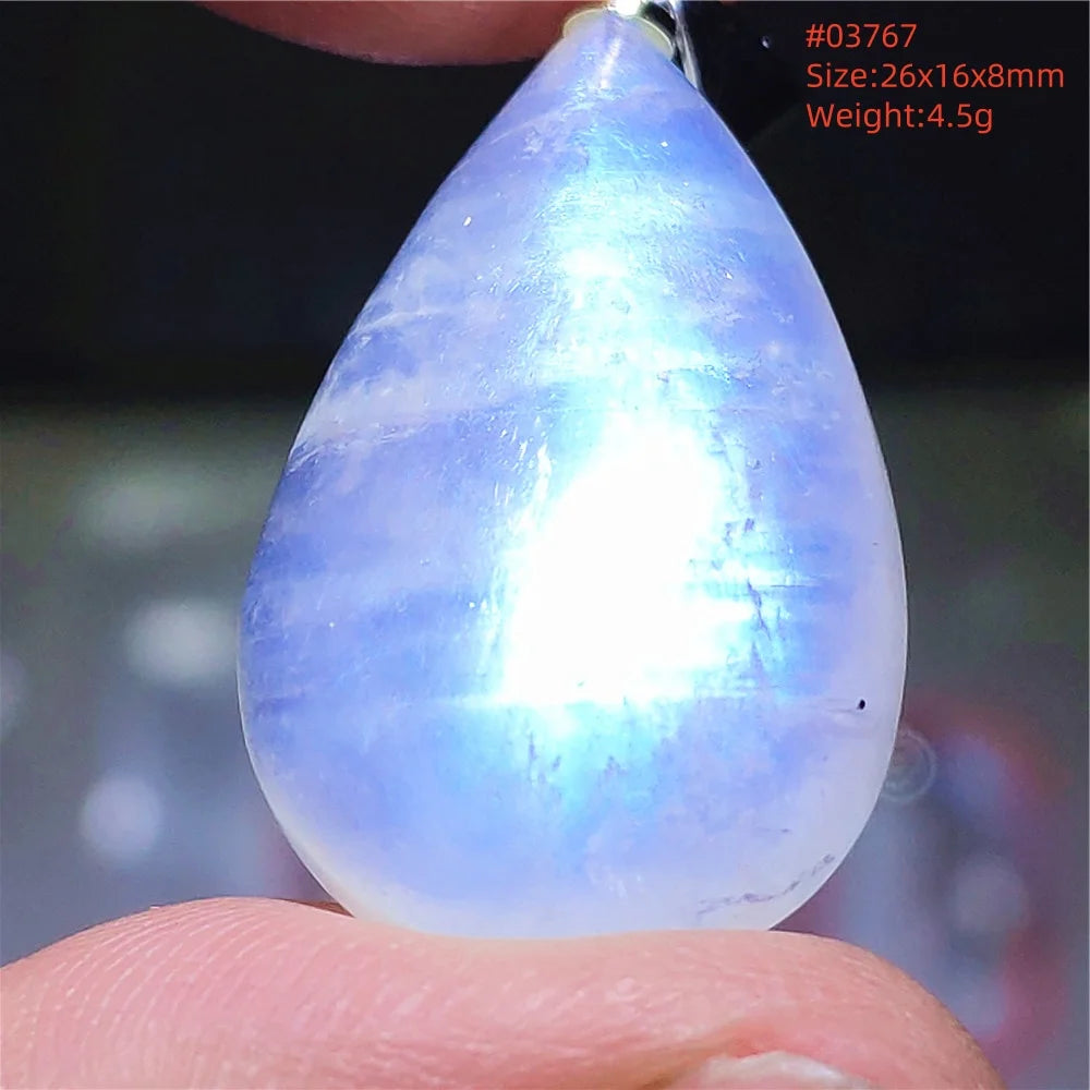 Natural Moonstone Blue Light Pendant Oval Beads Women Men Necklace 925 Silver Moonstone Pendant AAAAAA