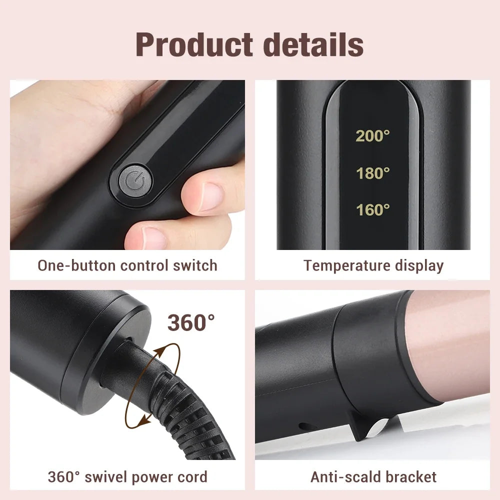 6 in 1 Hair Curling Iron, 30s Fast Heating Automatic Temperature Hair Care Hair Curler for for All Hair Types Rollers