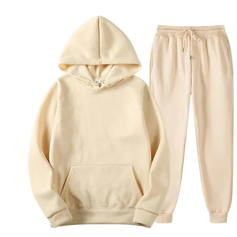 Men's Autumn and Winter New Solid Color Hoodie+pants Two-piece Set Fashionable Casual Sports Set Size S-3XLWomen's Tracksuit